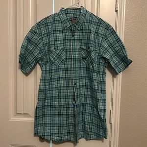 Men’s large Ariat Rebar made tough durastr short sleeve work shirt cobalt plaid
